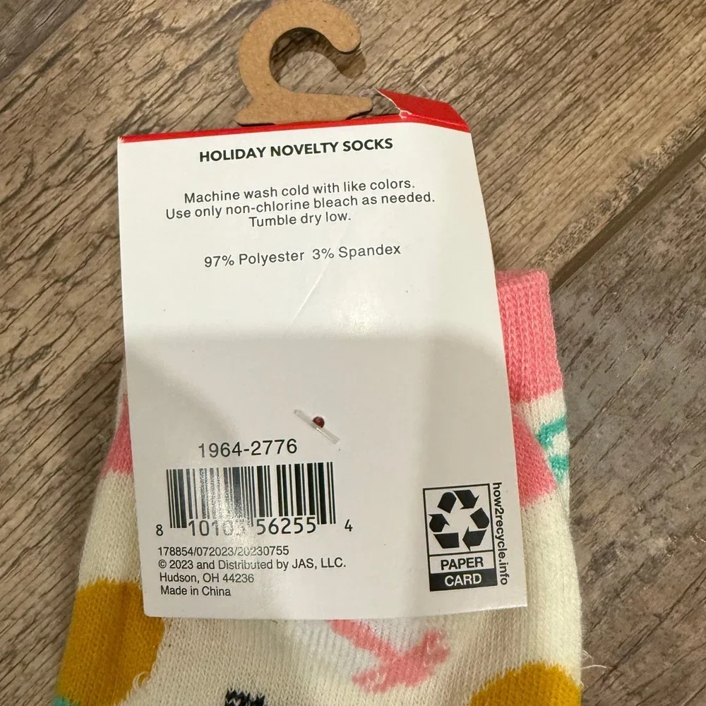 Holiday Novelty Socks Tropical Christmas Flamingo Palm Tree Crew Socks New